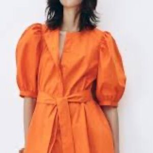 Zara Orange Midi Dress, Cotton
